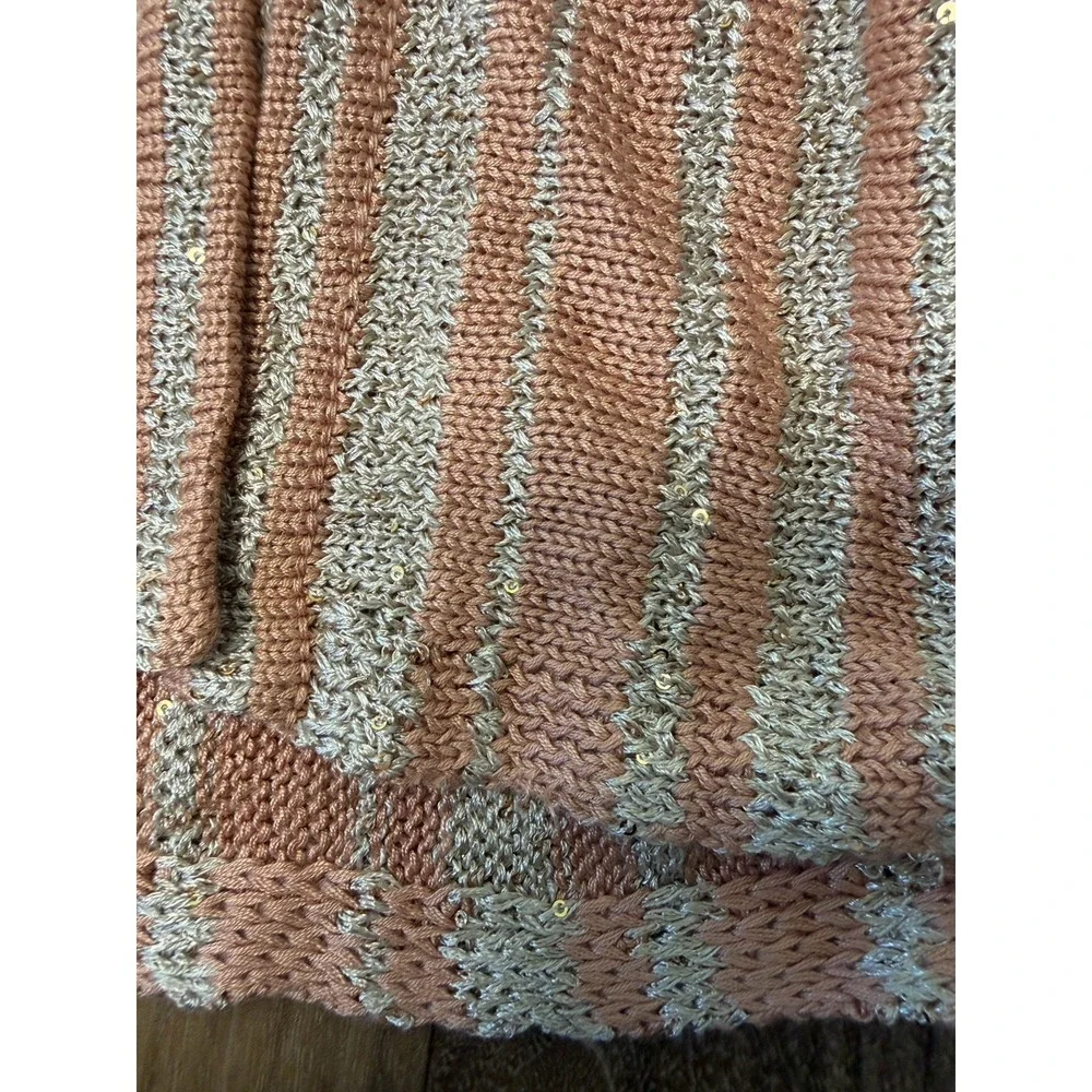 Free People $168 Beach Bash Heavy Knit Sweater Striped Metallic Bohemian Coastal
